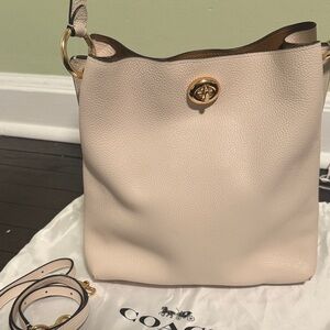 Coach Ivory Leather Shoulder Bag with Gold Accents